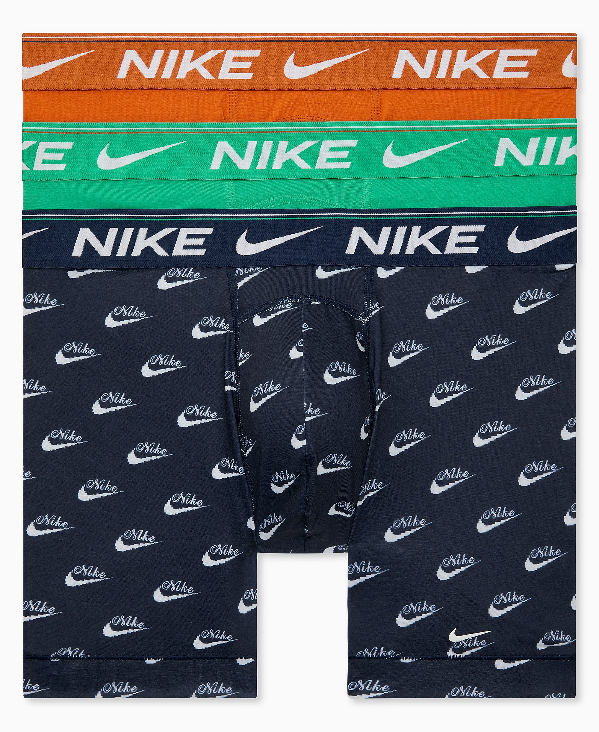Nike Men's Dri-FIT Ultra Comfort Boxer Briefs, 3-Pack - Obsidian Pixel Nike Print/ Stadium Green/ Dark Russet