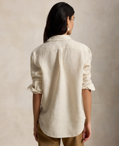 Polo Ralph Lauren Women's Classic-Fit Striped Linen Shirt - Dune Tan/White