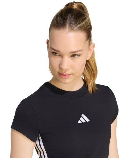 adidas Women's Essentials 3-Stripes Padded Slim Baby Cotton-Blend T-Shirt - Black/white