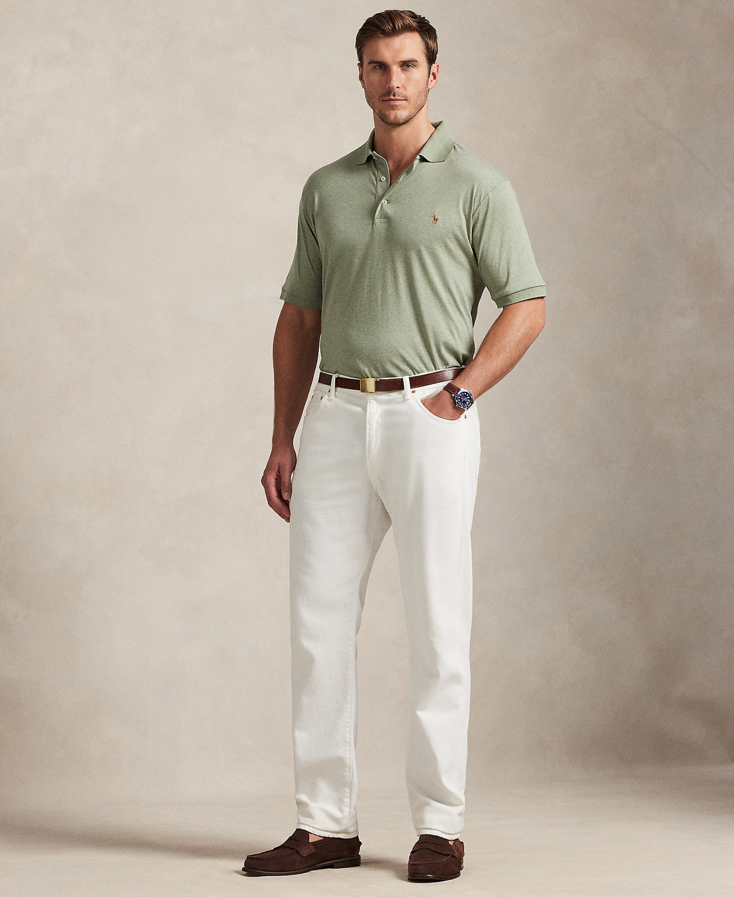 Polo Ralph Lauren Men's Big & Tall Solid Polo Shirt - Greenery Heather