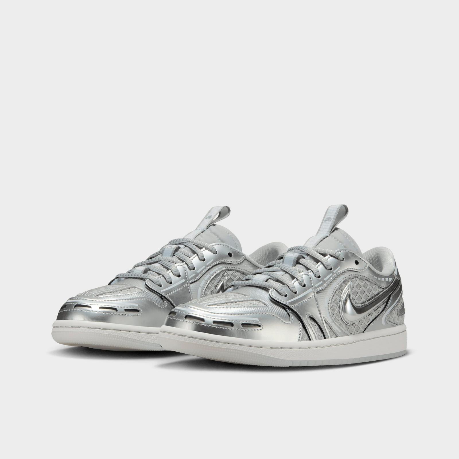 Women's Air Jordan 1 Low Method of Make Casual Shoes - Neutral Grey/White/Pewter Grey/Metallic Silver - view 2