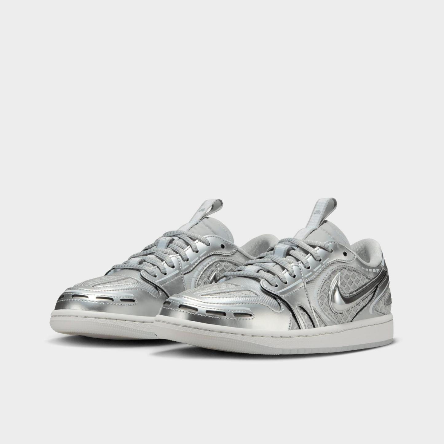 Women's Air Jordan 1 Low Method of Make Casual Shoes - Neutral Grey/White/Pewter Grey/Metallic Silver - view 2