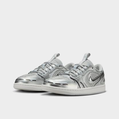 Women's Air Jordan 1 Low Method of Make Casual Shoes - Neutral Grey/White/Pewter Grey/Metallic Silver - view 2