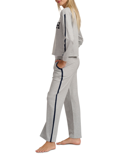 Tommy Hilfiger Women's Long-Sleeve Wide-Leg Pullover and Long Pants, 2-Piece Set - Heather Gray