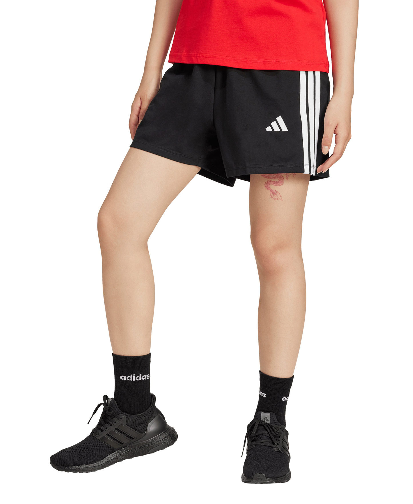 adidas Women's Essential Drawstring Pull-On Shorts - Black/White