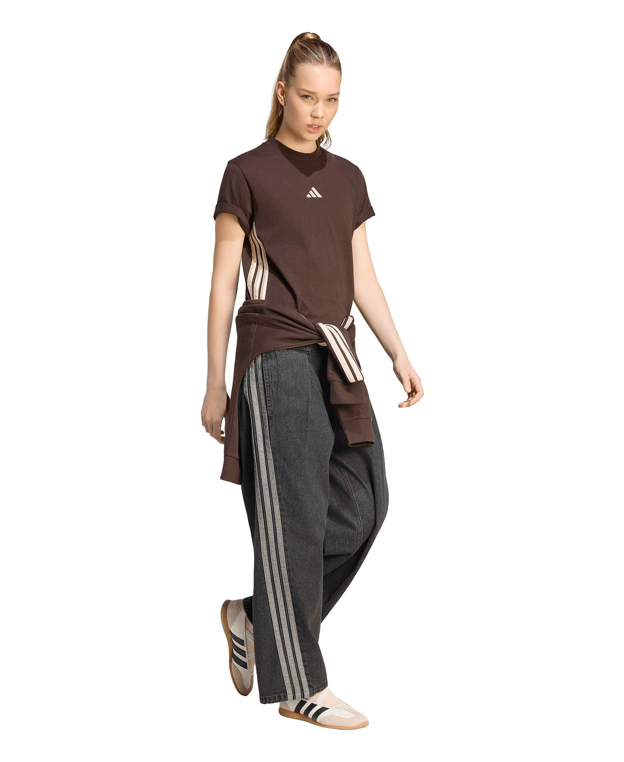 adidas Women's Stadium Washed Denim Loose-Fit Pants - Black