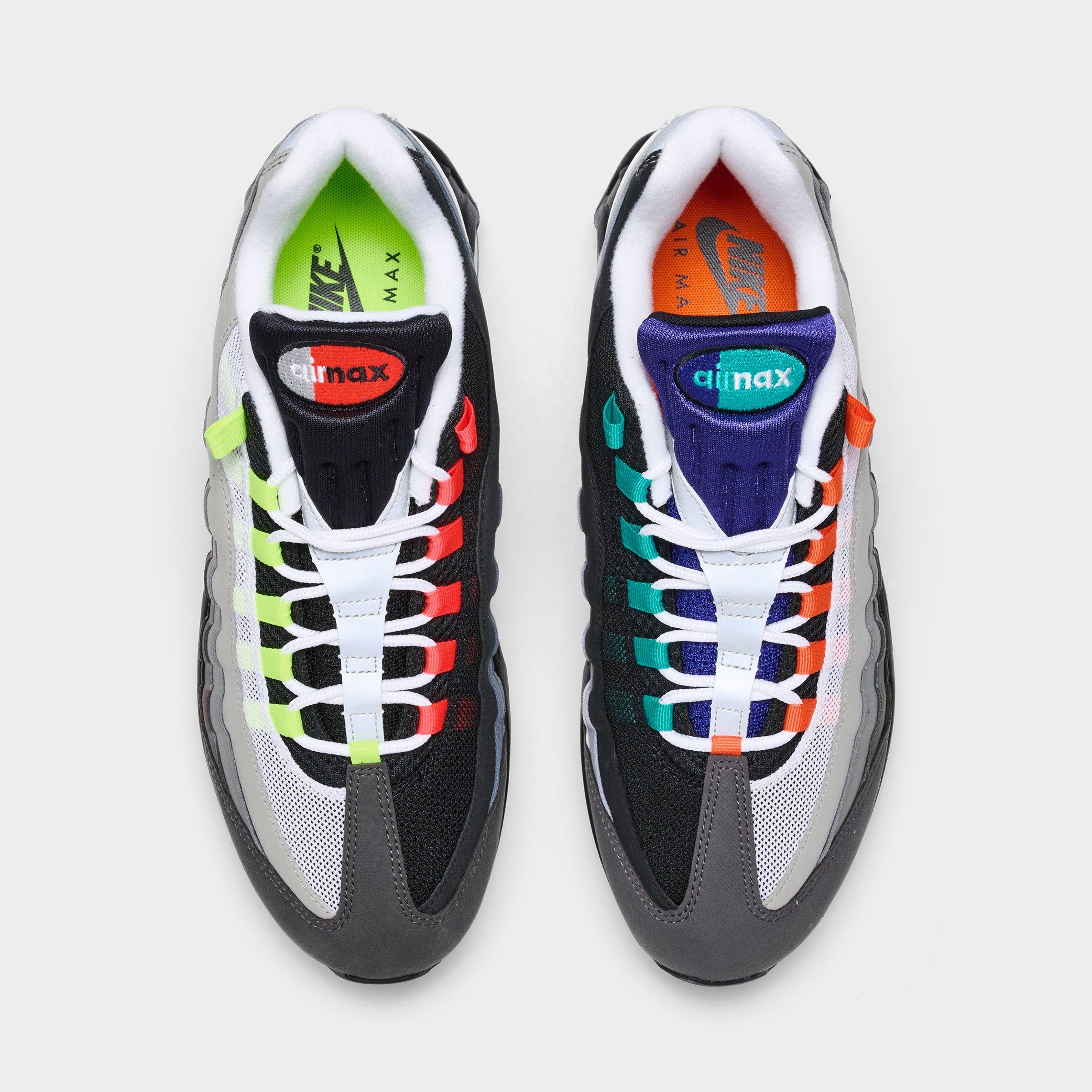Men's Nithtke Air Max 95 Big Bubble PRM Casual Shoes - Black/Volt/Team Orange/Multi - Top view