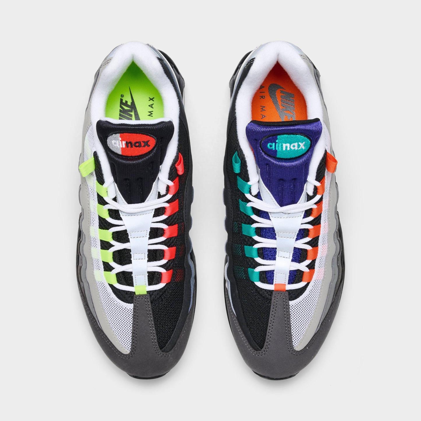 Men's Nithtke Air Max 95 Big Bubble PRM Casual Shoes - Black/Volt/Team Orange/Multi - Top view