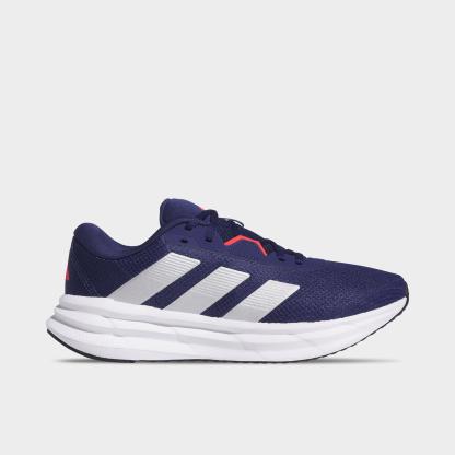 Men's adidas Galaxy 7 Running Shoes - Dark Blue/Silver Metallic/Lucid Red - Left shoe facing left. Outside of the shoe.