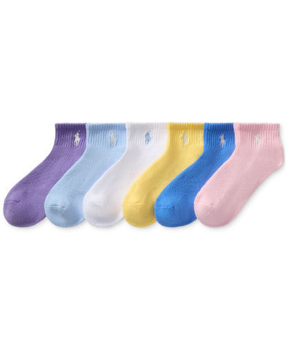 Polo Ralph Lauren Girls' 4-11 Sport Quarter Socks, 6-Pack - Open