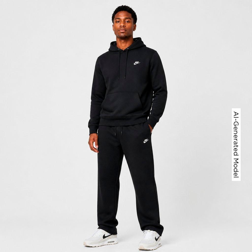 Men's Nithtke Club Fleece Premium Open-Hem Sweatpants - Black/Black/White