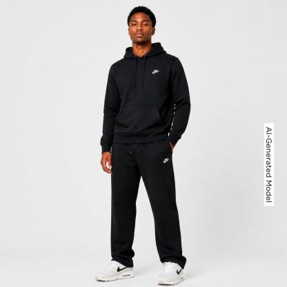 Men's Nithtke Club Fleece Premium Open-Hem Sweatpants - Black/Black/White