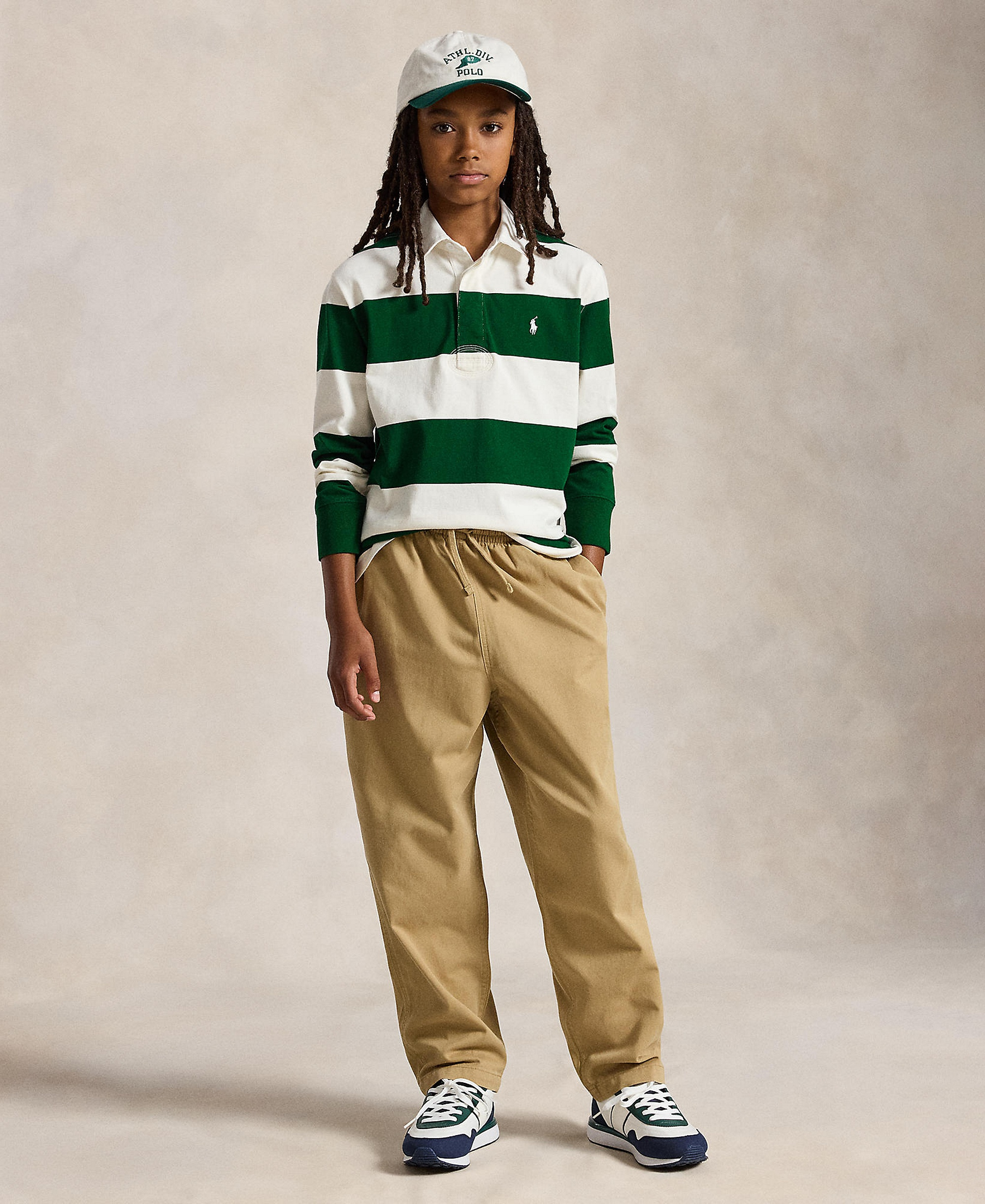 Polo Ralph Lauren Boys' 8-20 Iconic Long-Sleeve Rugby Shirt - Hunter Green/Nevis