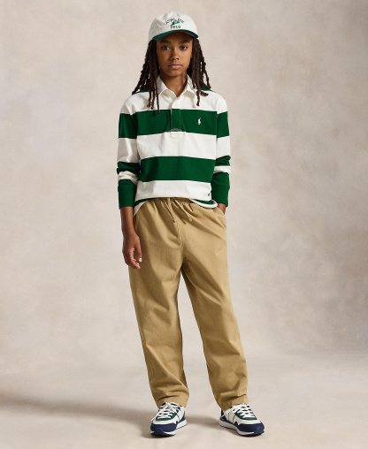 Polo Ralph Lauren Boys' 8-20 Iconic Long-Sleeve Rugby Shirt - Hunter Green/Nevis