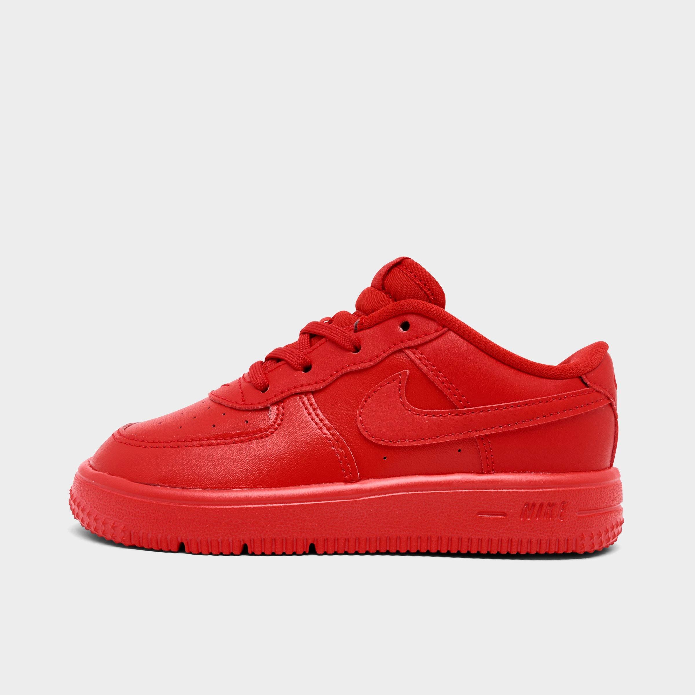 Infant and Kids' Toddler Nithtke Force 1 Low Casual Shoes - Part 1 - Red - Left shoe facing left. Outside of the shoe.