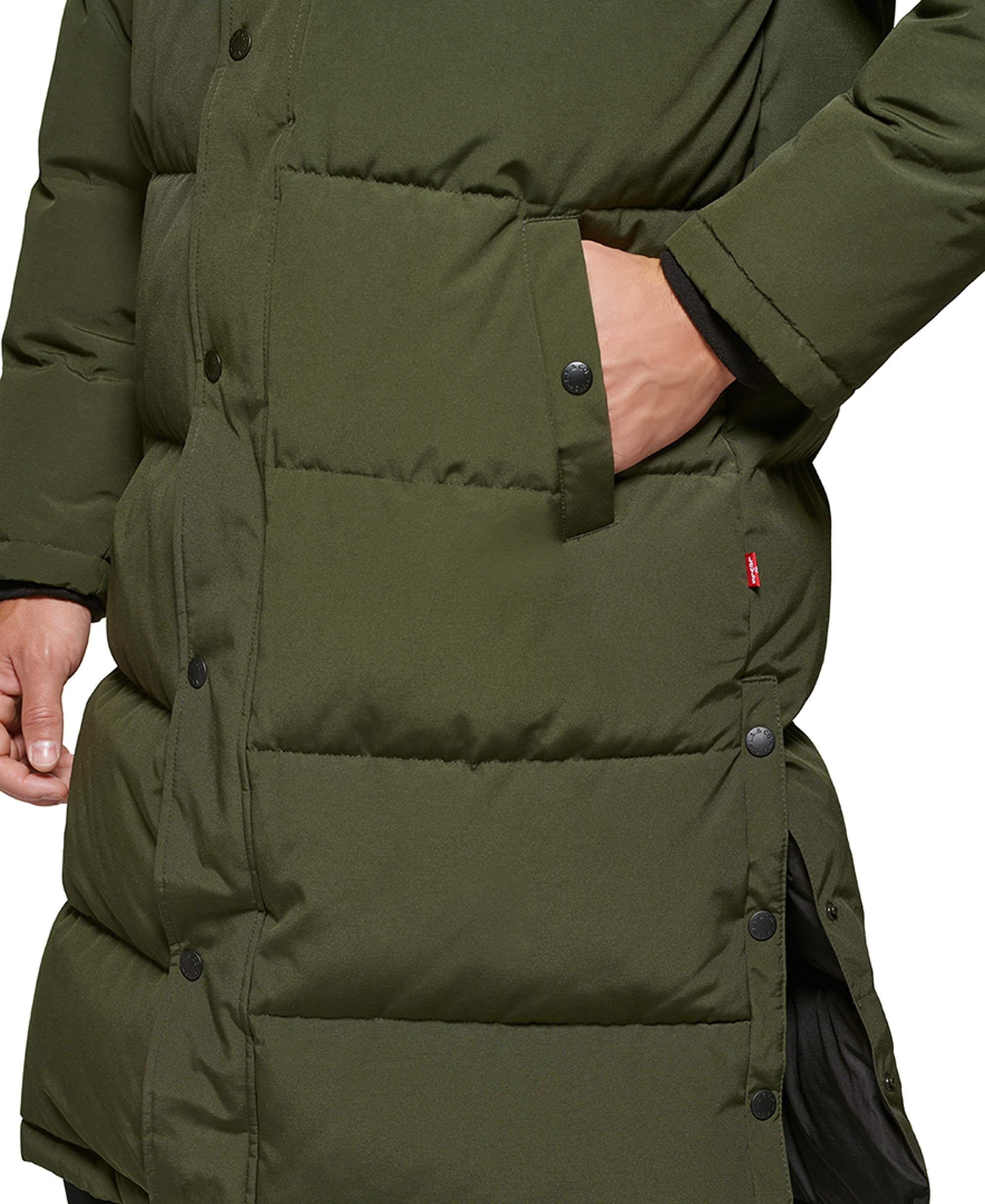 Levi's Men's Quilted Extra Long Parka Jacket - Olive