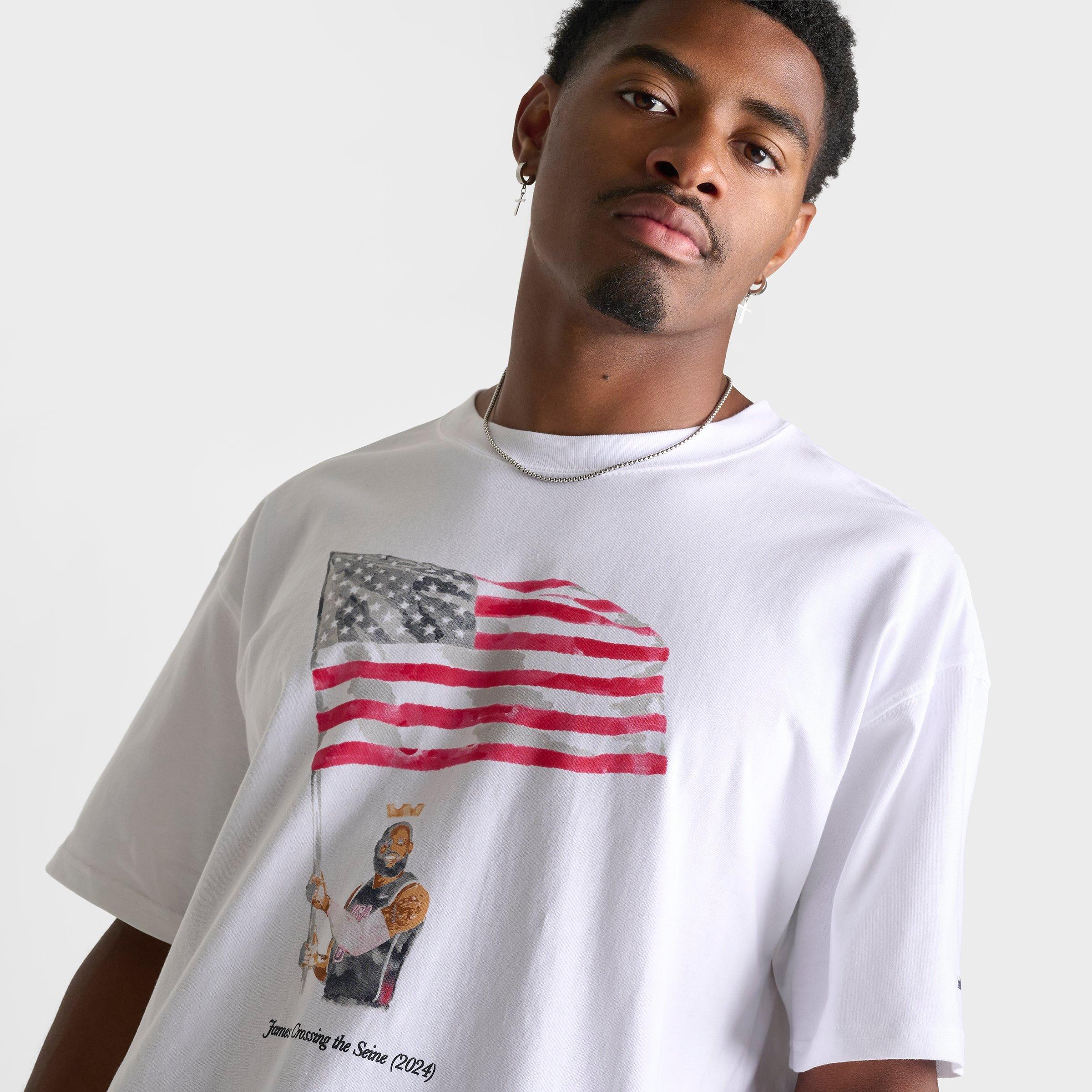 Men's Nithtke LeBron Old Glory Basketball T-Shirt - White