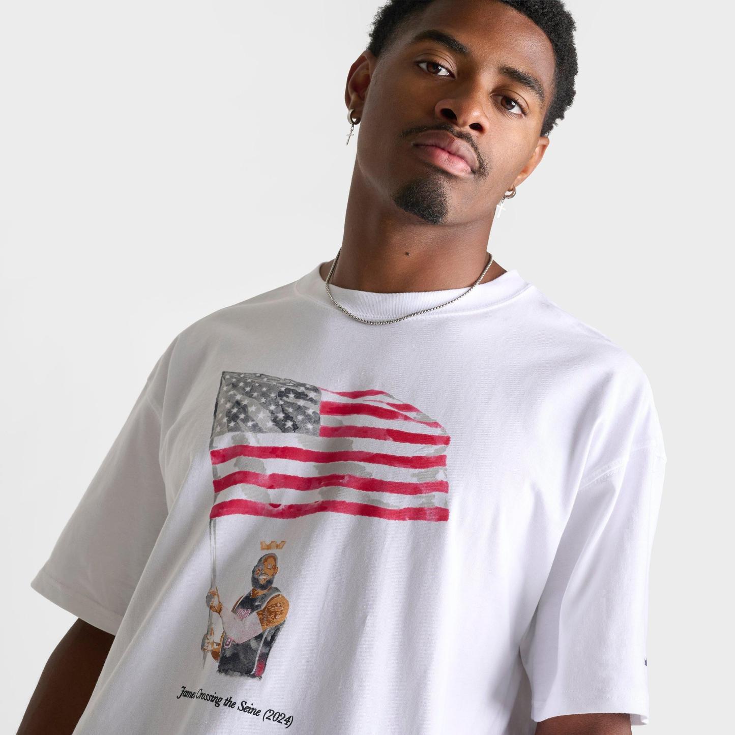 Men's Nithtke LeBron Old Glory Basketball T-Shirt - White