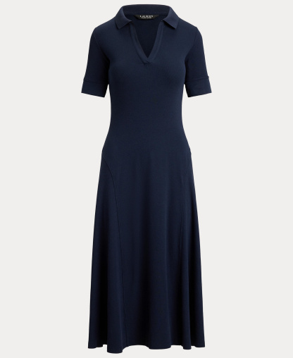 Lauren Ralph Lauren Women's Rib Knit Collared Dress - Lauren Navy