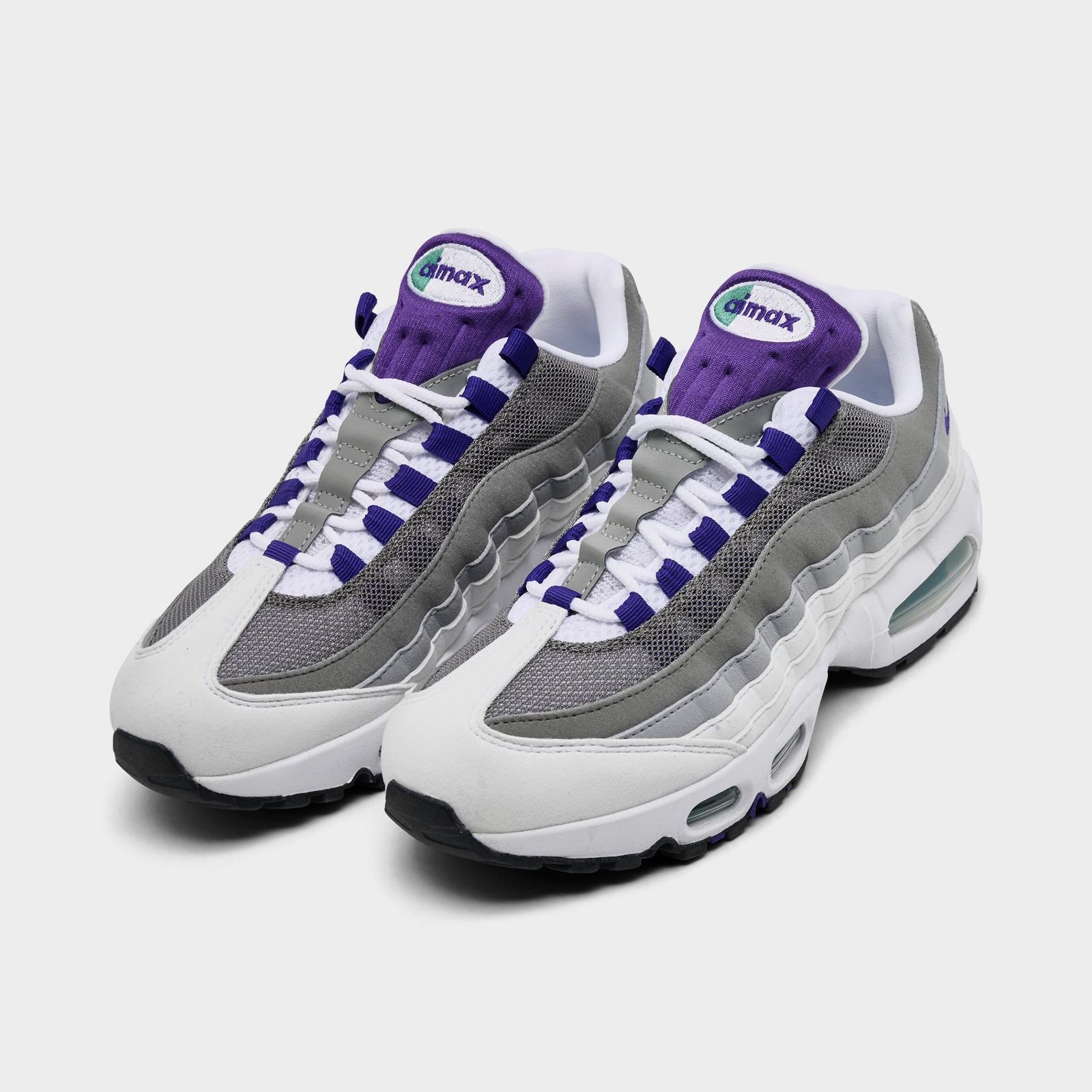 Women's Nike Air Max 95 Big Bubble Casual Shoes - White/Court Purple/Emerald Green/Wolf Grey