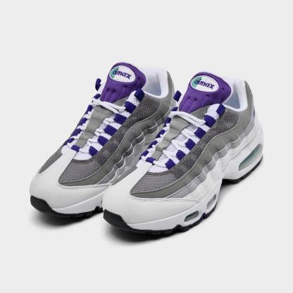 Women's Nike Air Max 95 Big Bubble Casual Shoes - White/Court Purple/Emerald Green/Wolf Grey
