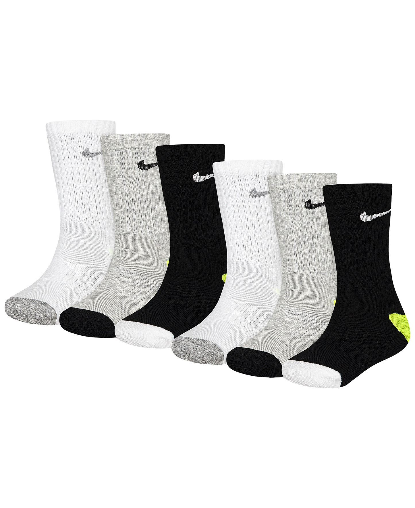 Nike Boys' and Girls' 4-7 Smiley Dri-Fit Crew Socks, 6-Pack - Gray Heather