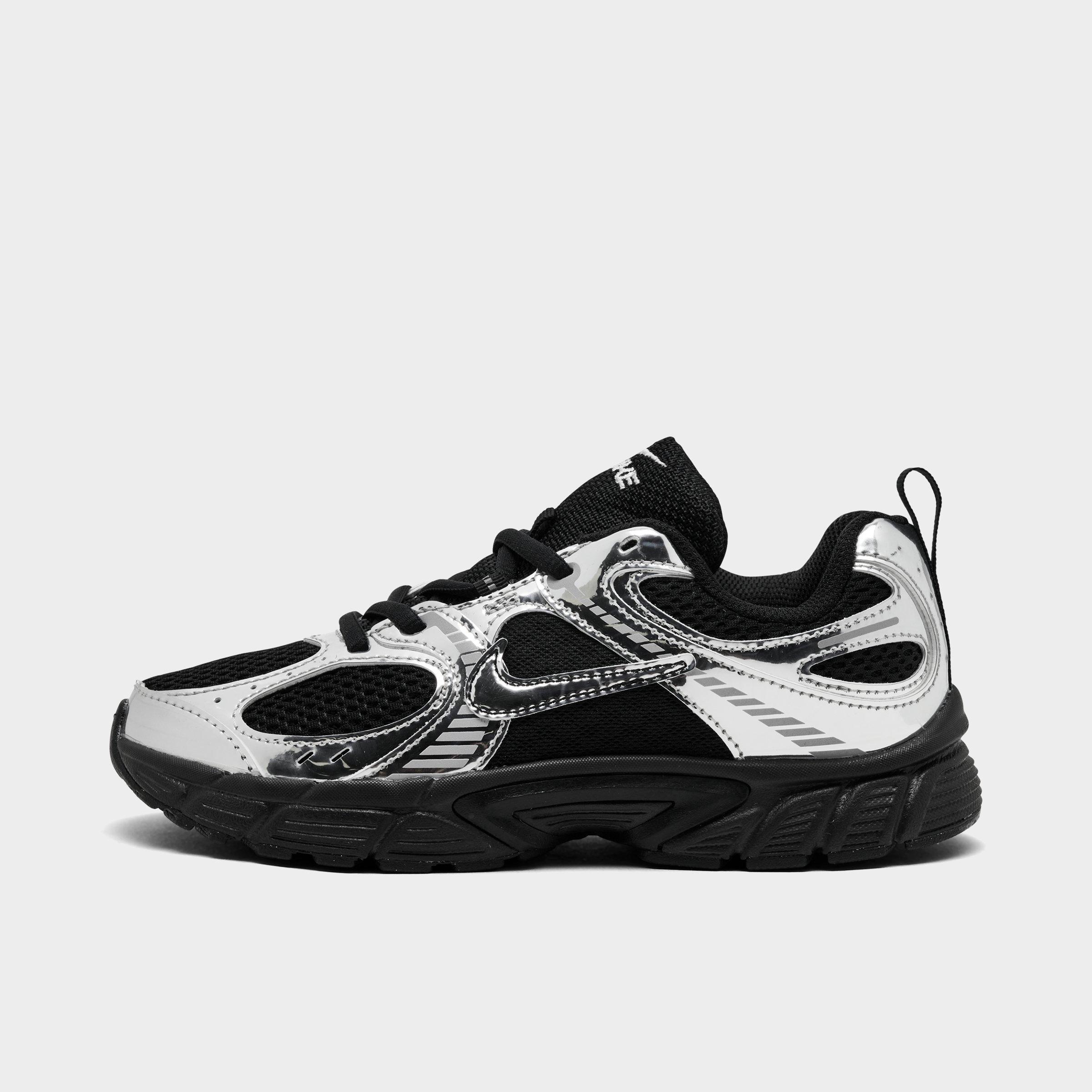 Little Kids' Nithtke V5 RNR Casual Shoes - Black/Metallic Silver - Left shoe facing left. Outside of the shoe.