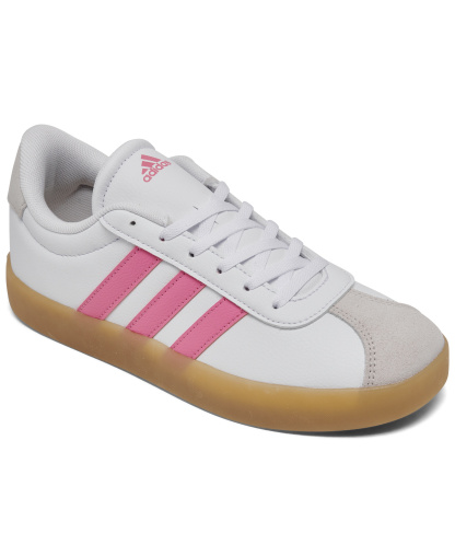 adidas Little Girls VL Court 3.0 Casual Sneakers from Finish Line - White/Pink