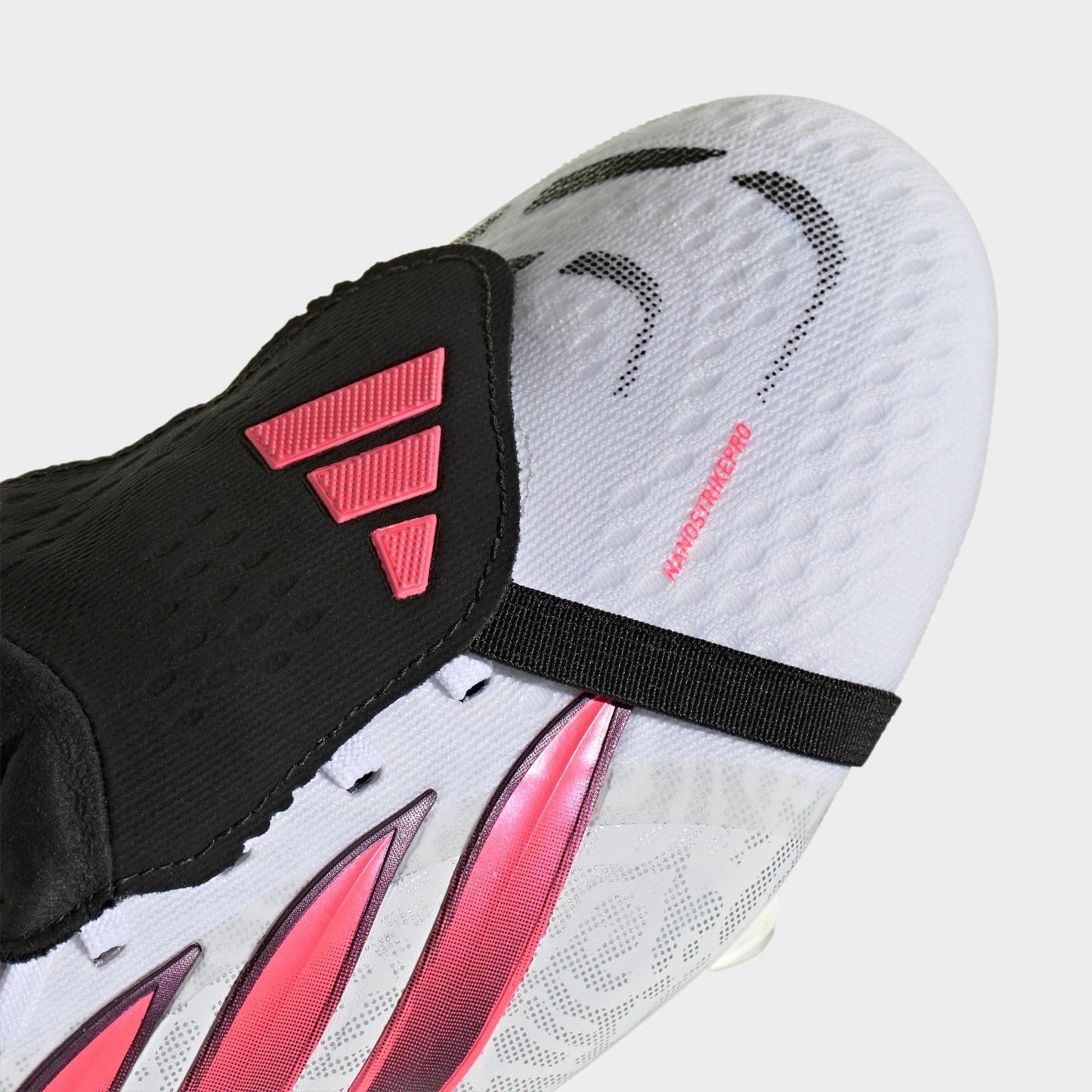 Men's adidas Predator Pro Fold-Over Tongue Firm Ground Soccer Cleats - Cloud White/Solar Turbo/Core Black - Detail shot
