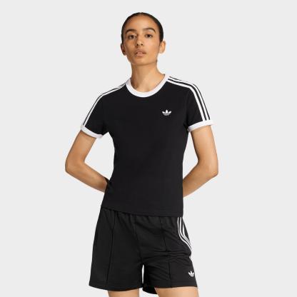 Women's adidas Originals 3-Stripes Slim T-Shirt - Black/White - view 1