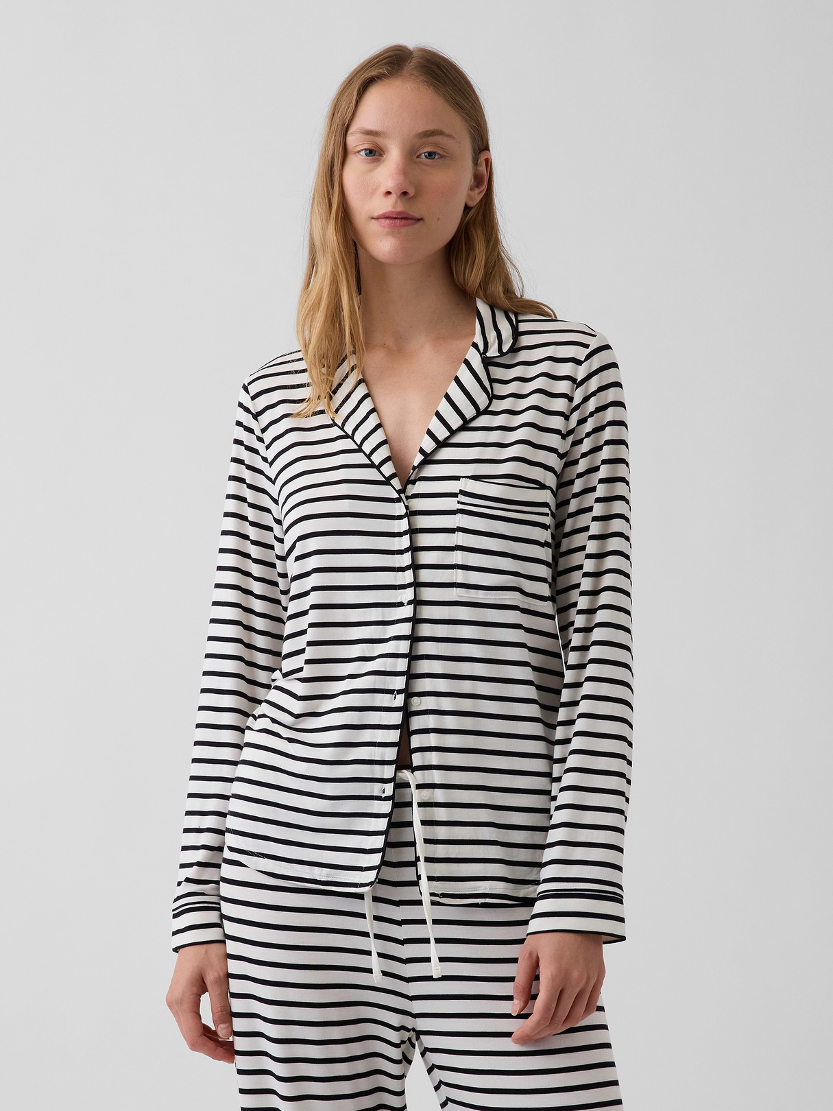 SoftMade Modal PJ Top - Black & off white stripe