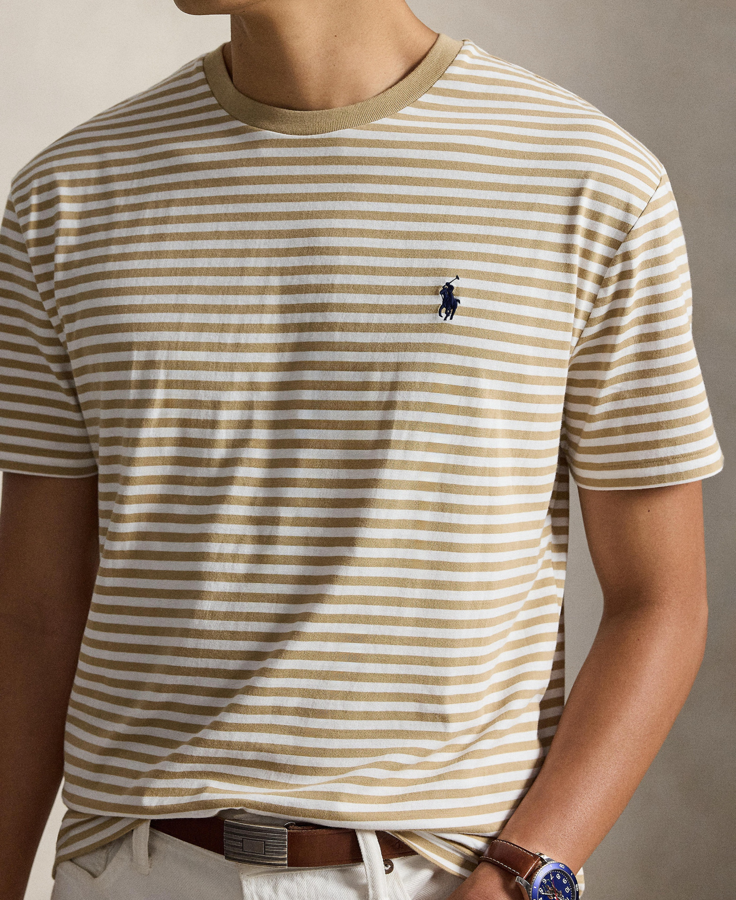 Polo Ralph Lauren Men's Classic-Fit Stripe T-Shirt - Vintage Khaki/White
