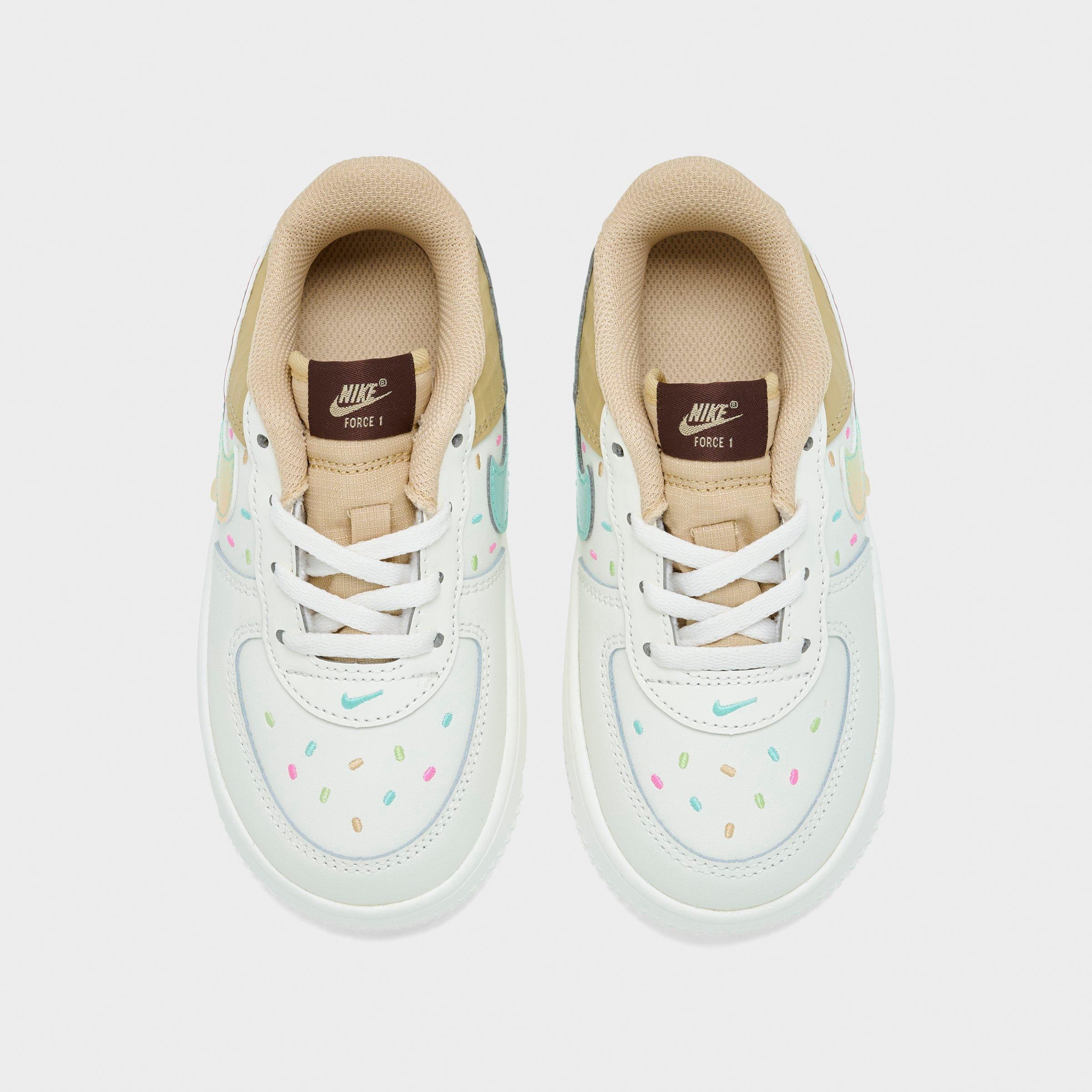 Infant and Kids' Toddler Nithtke Force 1 Low Casual Shoes - Part 1 - Sail/Sesame/Bleached Turquoise/Multi-Color - Top view