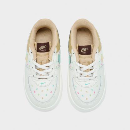 Infant and Kids' Toddler Nithtke Force 1 Low Casual Shoes - Part 1 - Sail/Sesame/Bleached Turquoise/Multi-Color - Top view