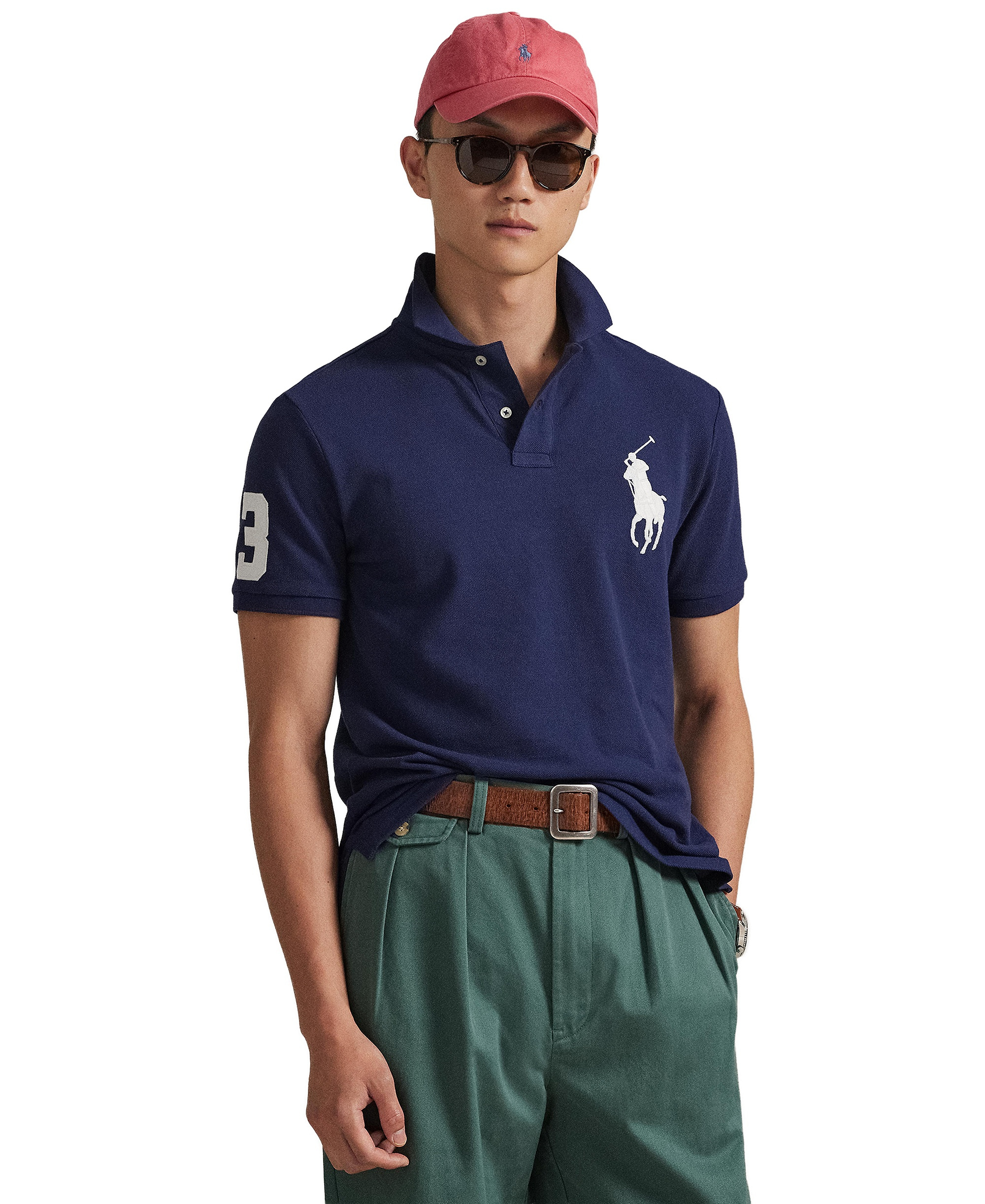 Polo Ralph Lauren Men's Big Pony Custom Slim-Fit Mesh Polo Shirt - Newport Navy
