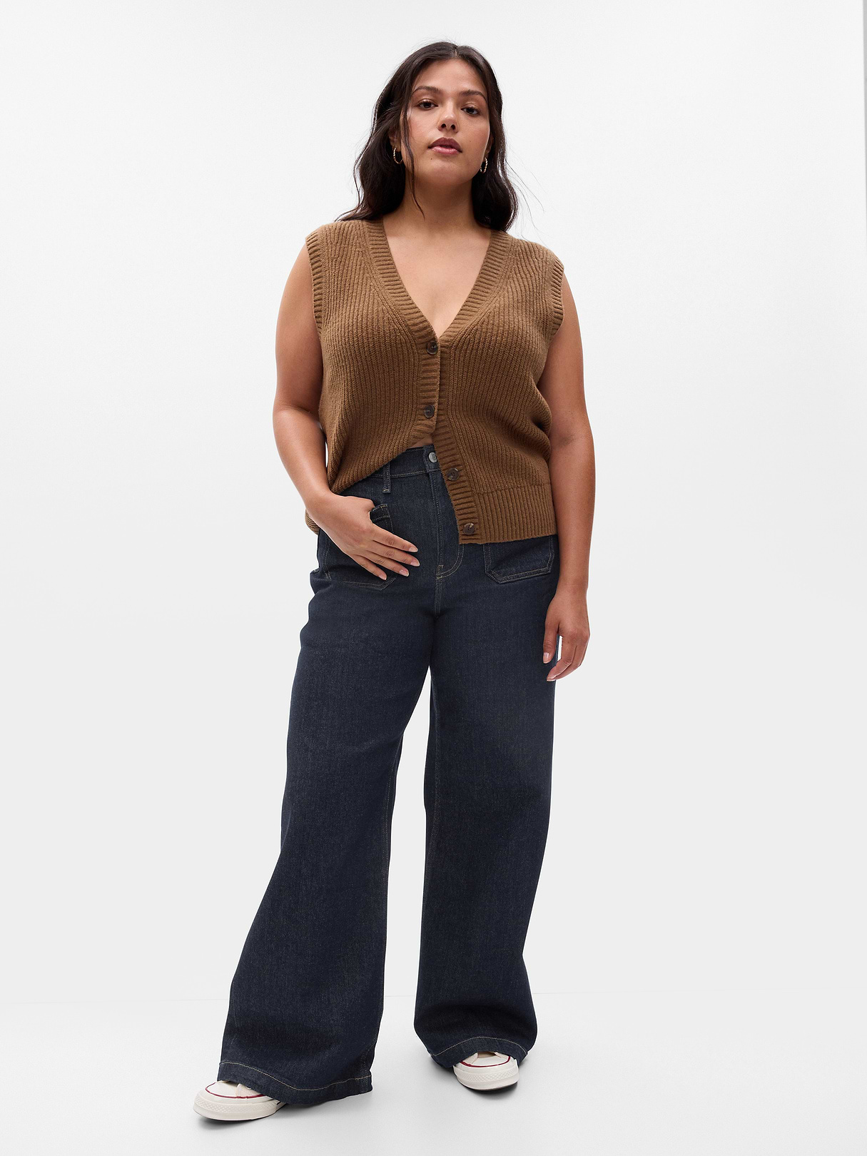 High Rise Stride Wide-Leg Jeans - Dark indigo