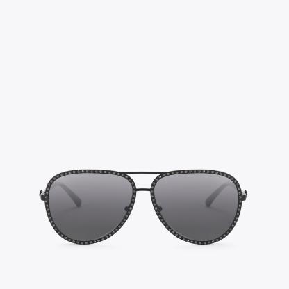 Kurt Geiger London Large Shoreditch Crystal Aviator Sunglasses - Black
