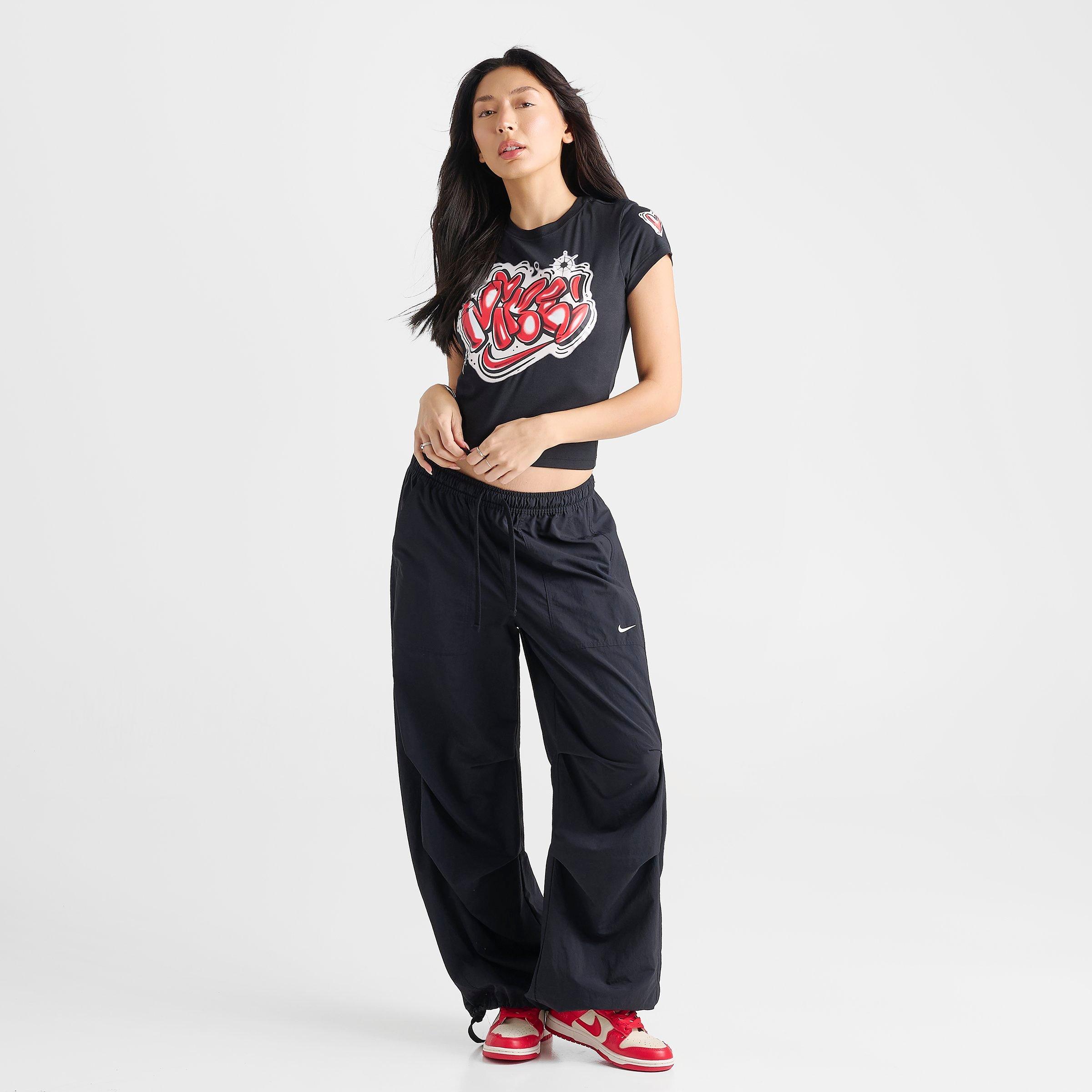Women's Nithtke Sportswear Chill Knit Airbrushed Slim Cropped T-Shirt - Black
