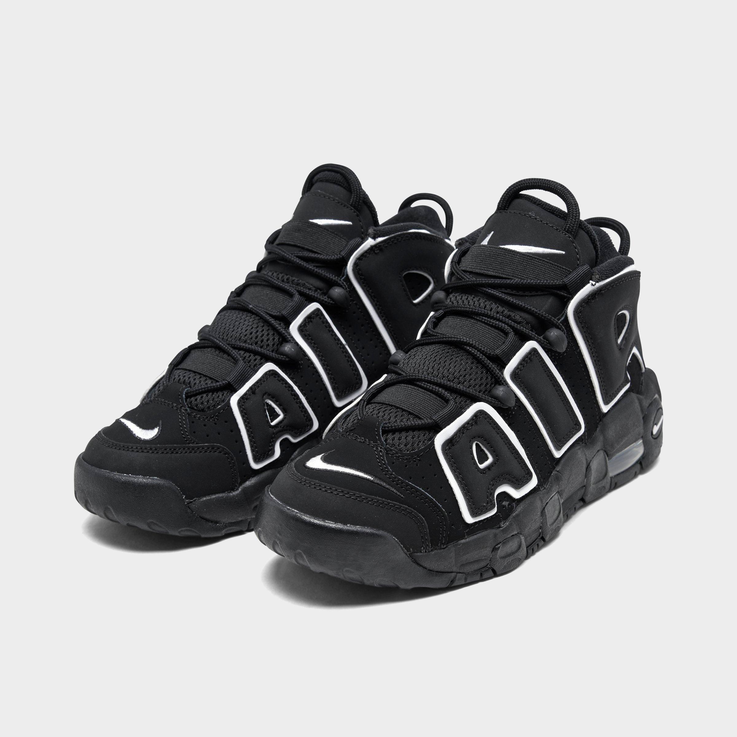 Big Kids' Nithtke Air More Uptempo Basketball Shoes - Black/White - Both shoes facing left