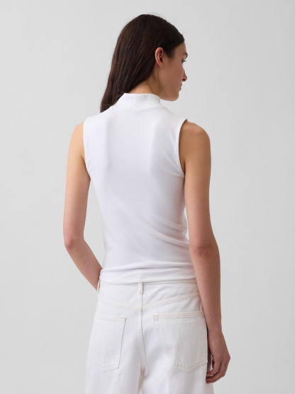 Modern Mockneck Tank Top - Fresh white