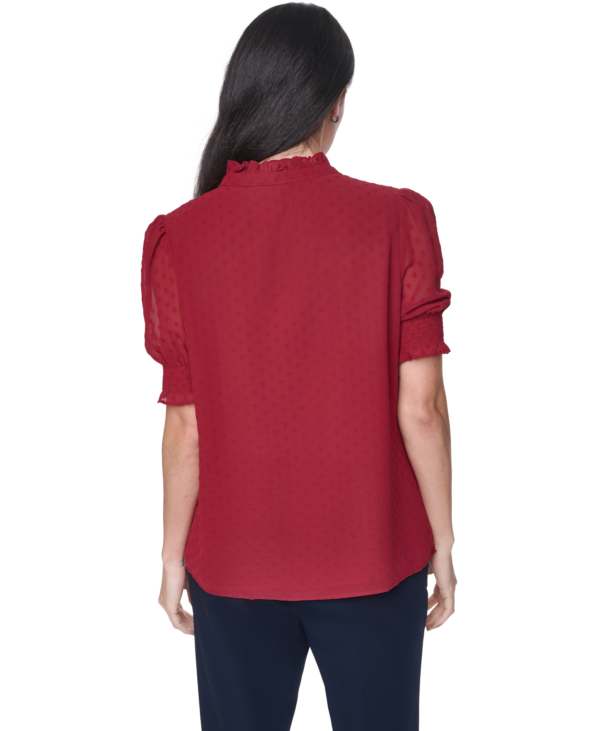 Tommy Hilfiger Women's Clip Dot Mock Neck Popover Top - Crimson