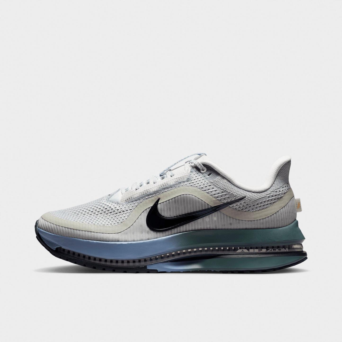 Men's Nithtke Pegasus Premium Running Shoes - Part 1 - Grey Mist/Mineral Slate/Work Blue/Dark Obsidian - Left shoe facing left. Outside of the shoe.
