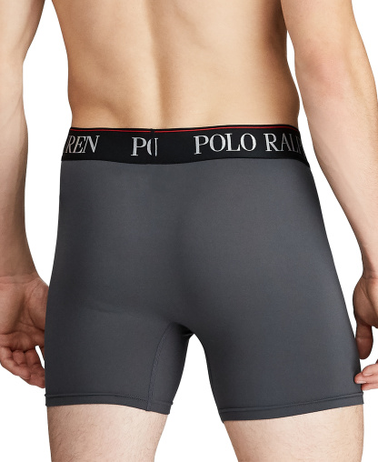 Polo Ralph Lauren Men's 3-Pack 4-D Flex Cool Microfiber Boxer Briefs - Charcoal /Red / Polo Black
