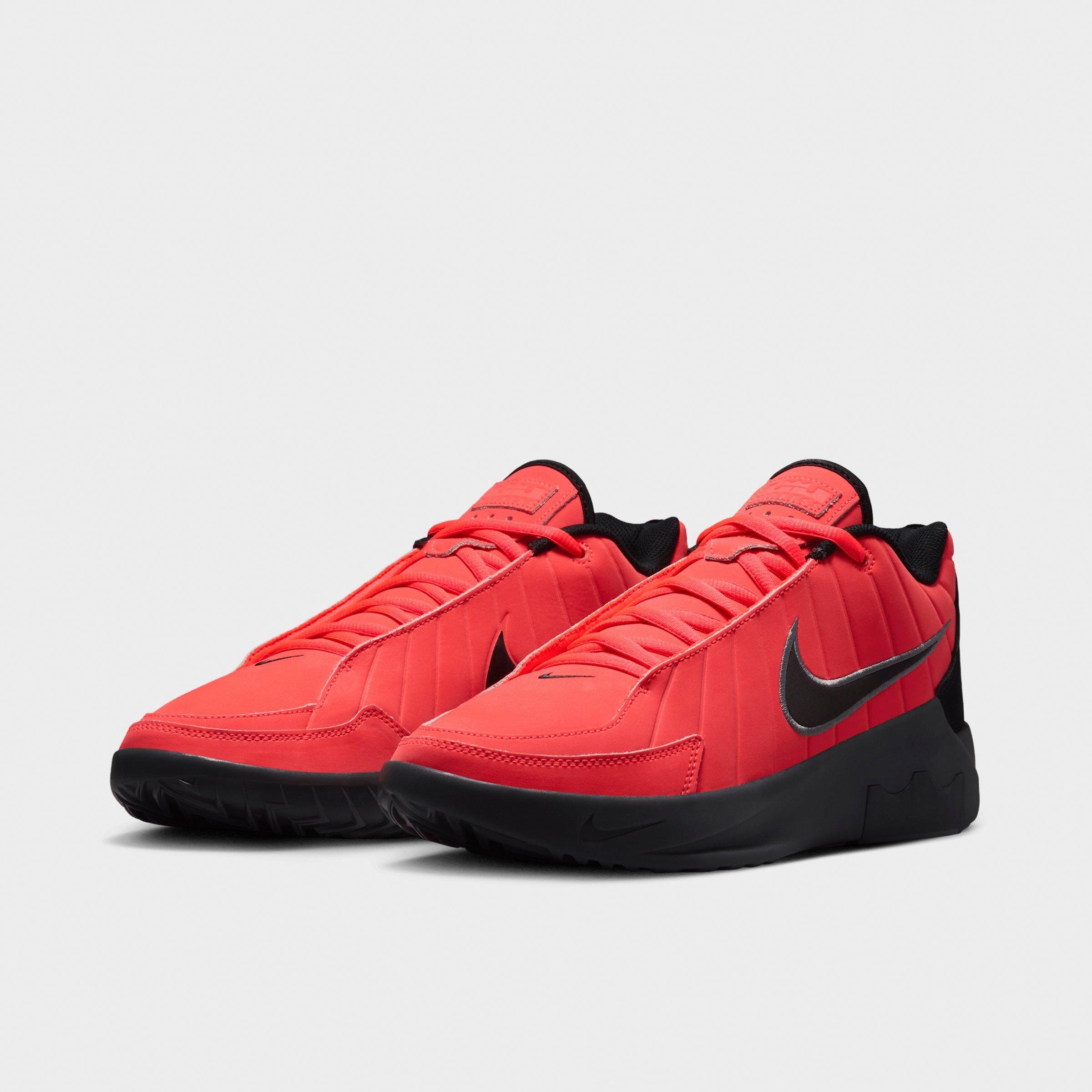 Men's Nithtke LeBron Witness 9 Basketball Shoes - Bright Crimson/Smoke Grey/Black - Both shoes facing left