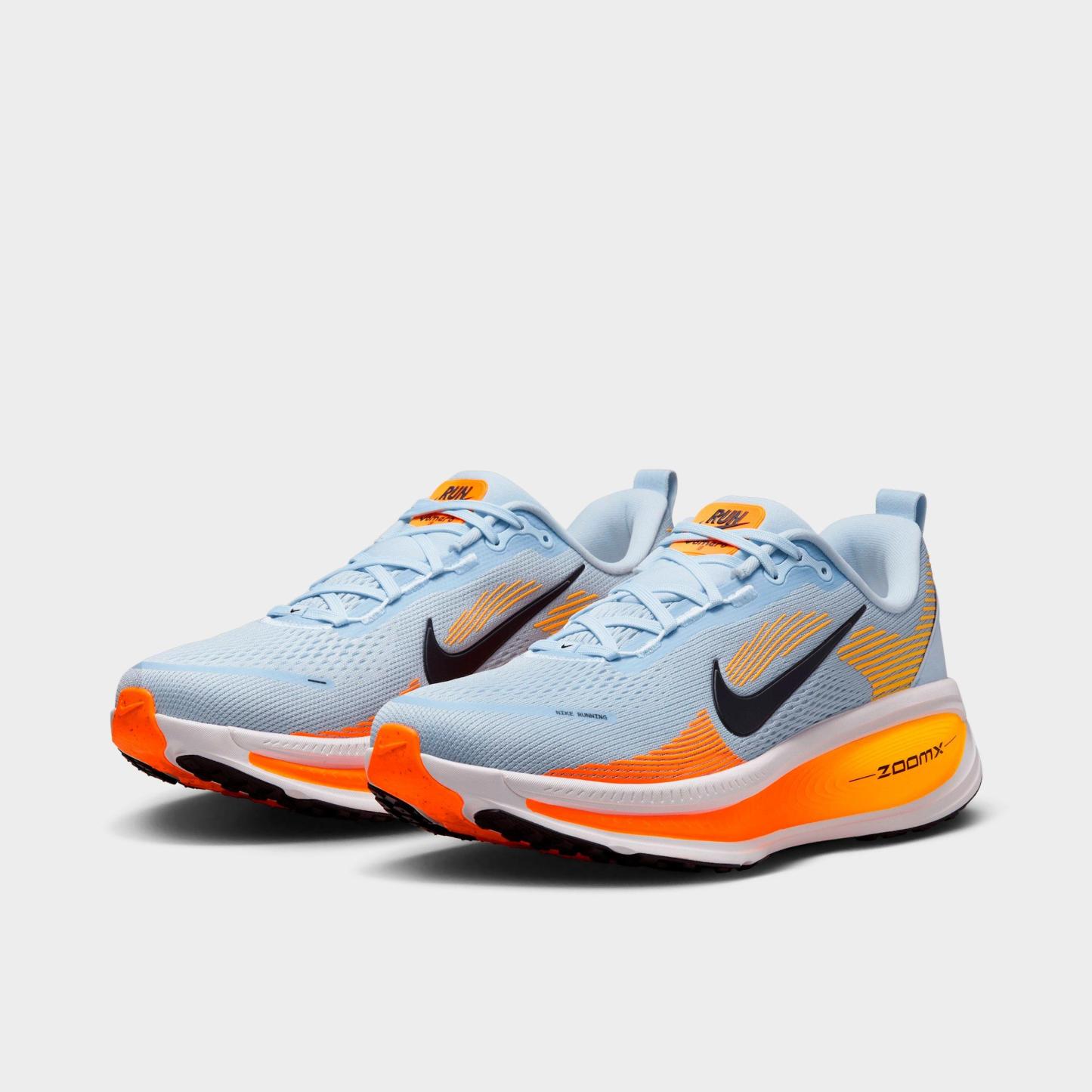 Men's Nithtke Vomero 18 Running Shoes - Part 1 - Hydrogen Blue/Laser Orange/Total Orange/Black - Both shoes facing left