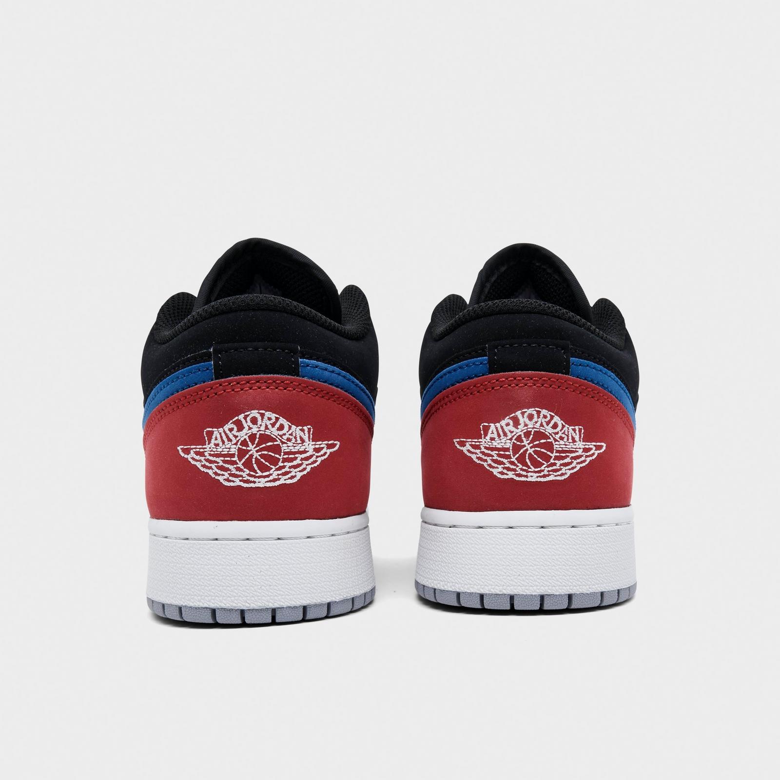 Big Kids' Air Jordan Retro 1 Low Casual Shoes - Black/Summit White/True Blue/University Red - view 4