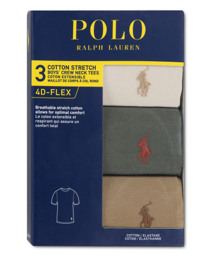 Polo Ralph Lauren Boys' 8-20 Crewneck Undershirts, 3-Pack - Full Cream