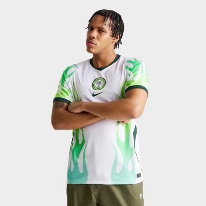 Men's Nike Nigeria 2026 Stadium Away Dri-FIT Replica Soccer Jersey - White/Green Glow/Black