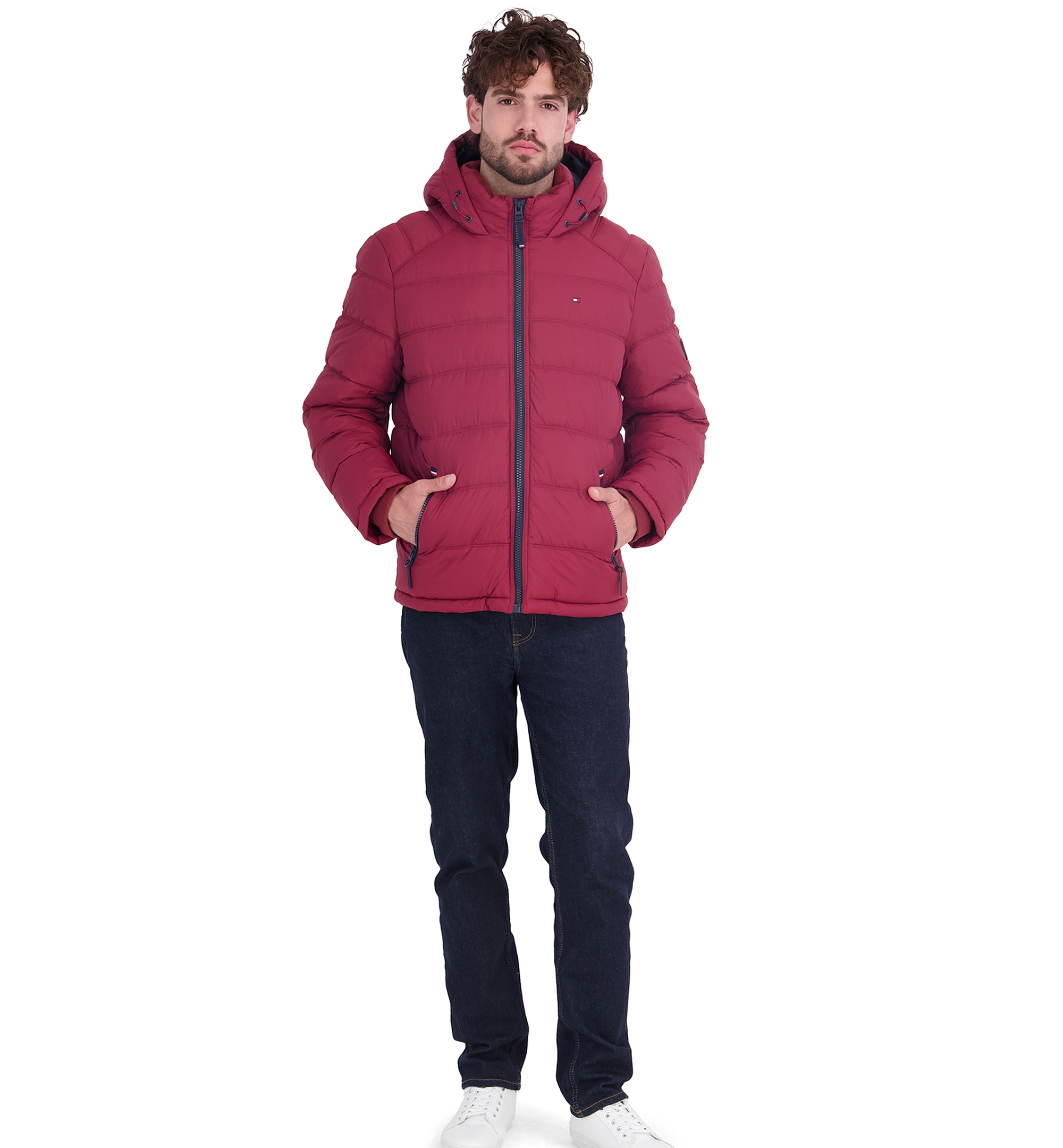 Tommy Hilfiger Men's Hooded Puffer Jacket - Red