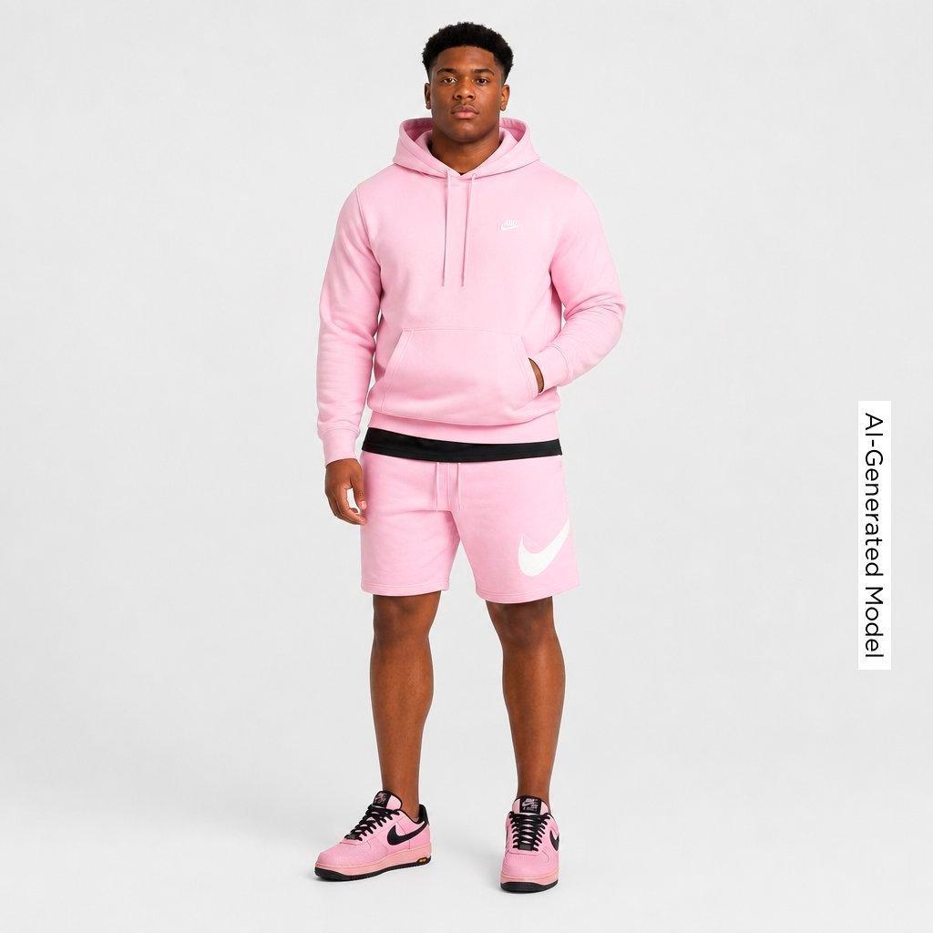 Men's Nithtke Club Fleece Swoosh Graphic Shorts - Pink Foam/Pink Foam/White